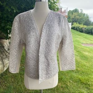 NIC+ZOE White Crochet Open-Front Jacket